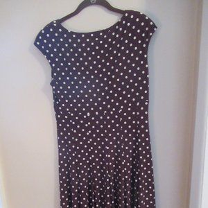 Fit n Flare Poka Dot Brown Dress-American Living